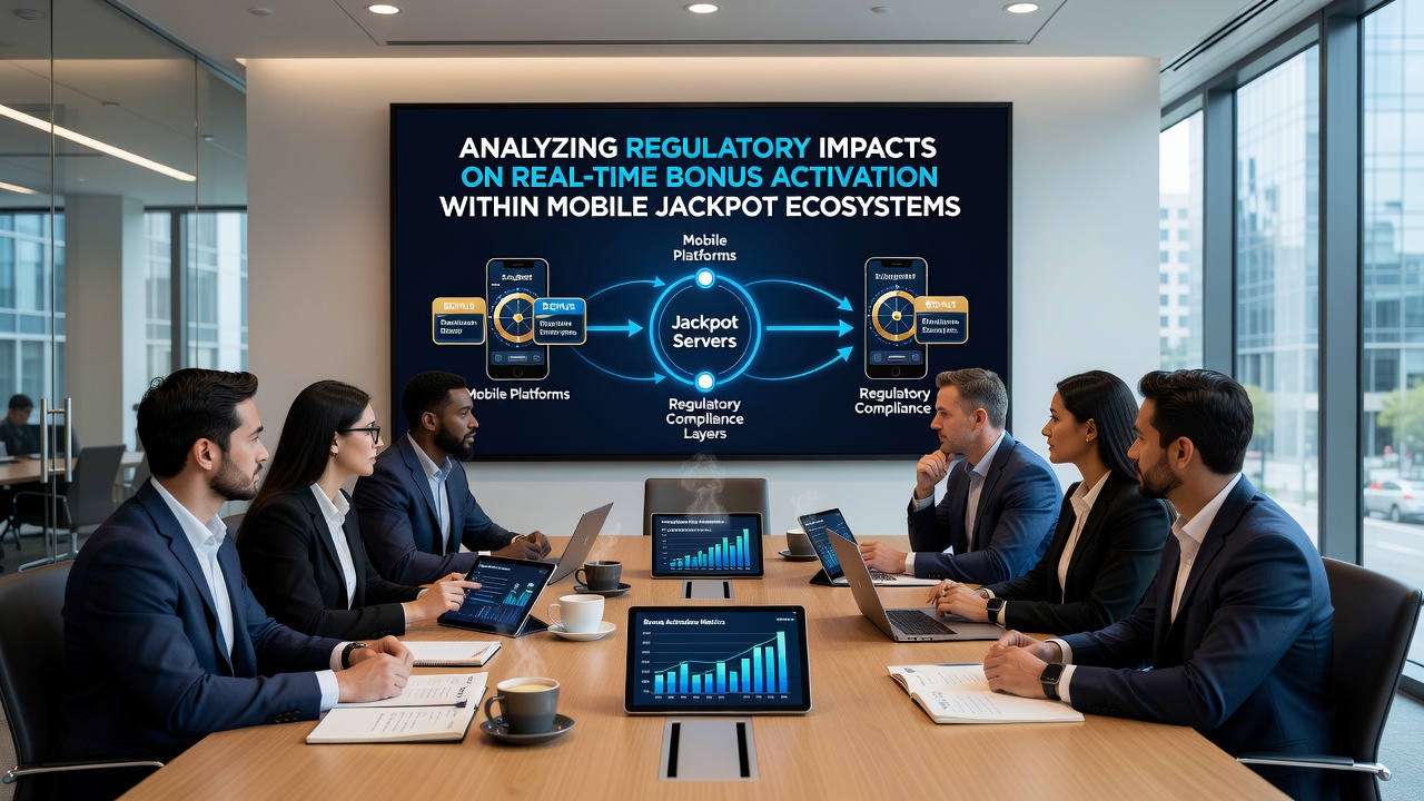 Regulatory compliance dashboard monitoring bonus activation metrics across mobile jackpot networks